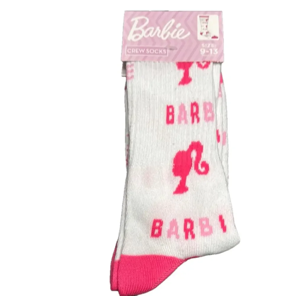 Mattel Barbie Crew Socks with Pink Accents NWT